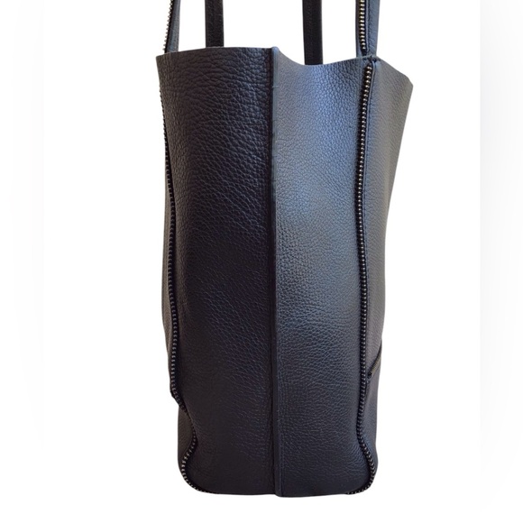 Botkier Soho Black Leather Zipper Trim Tote - Picture 9 of 10